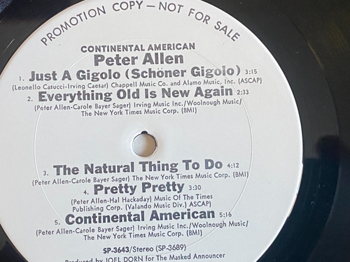 PETER ALLEN: Continental American WLP LP NEAR MINT - Picture 2 of 4
