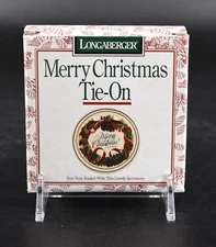 NEW VTG Longaberger 1996 Merry Christmas Tie-On #31704 Ceramic Oval Accessory