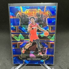 2023-24 PANINI SELECT BASKETBALL AMEN THOMPSON CONCOURSE BLUE CRACKED ICE PRIZM