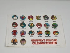 Toys R Us Vintage Geoffrey's Fun Club Calendar Sticker Sheet 1989