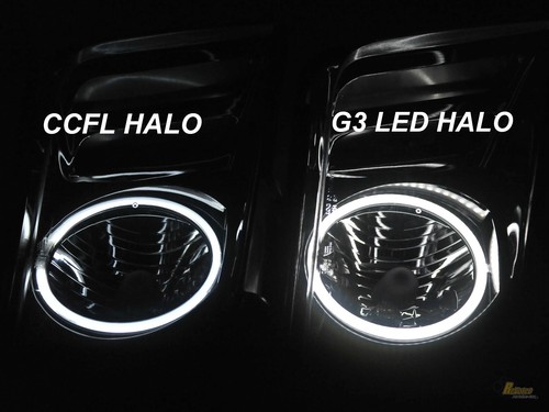 R8 Style LED Strip Halo Projector Headlights For 2011-2013 Elantra 4Dr 2Dr RH+LH - Picture 4 of 9