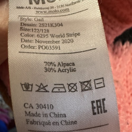 Molo Gail World Stripe Alpaca Blend Girls Cardigan Sweater Ages 7-8 Button Up - Picture 6 of 7