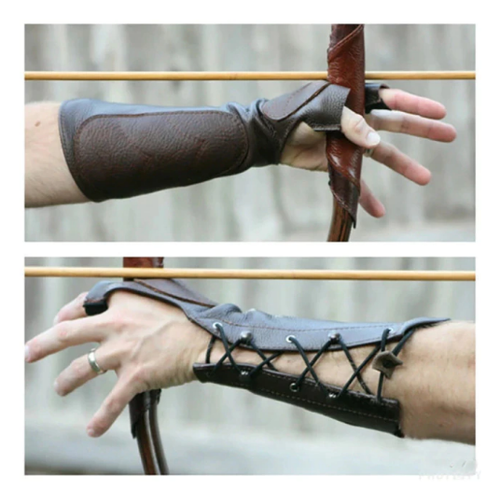 Larp Long Leather Archery Gloves Renaissance Costume Medieval Fantasy Cosplay RP - Picture 13 of 15