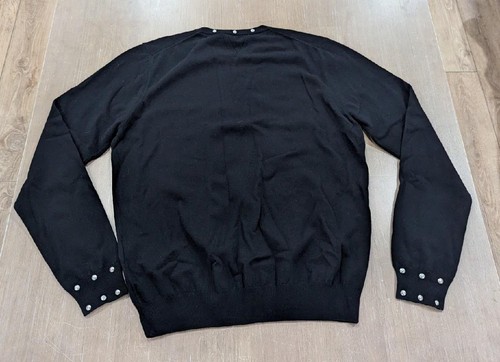 $1650 Mens VERSACE Studded Virgin Wool Crewneck Sweater Black 46 US Small - Picture 3 of 6