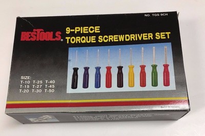 9-PIECE TORQUE TORX SCREWDRIVER SET T10 T15 T20 T25 T27 T30 T40 T45 T50 S/D