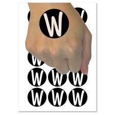 Letter W Uppercase Felt Marker Font Temporary Tattoo Water Resistant Set