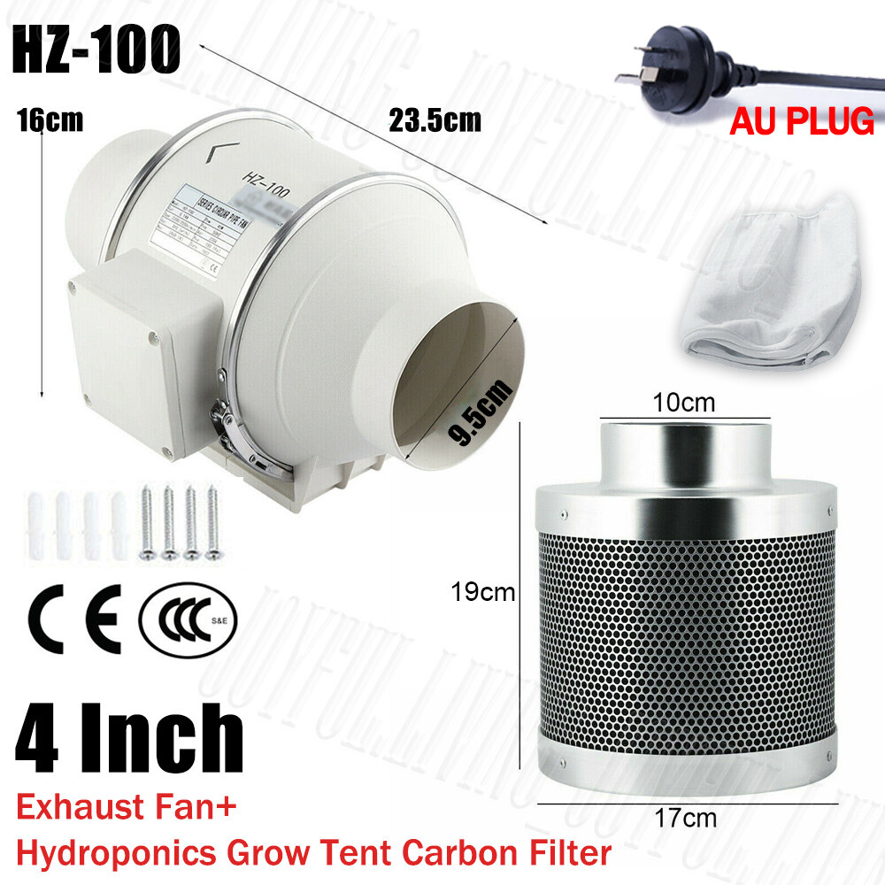 4/6/8 Grow Tent Inline Duct Silent Extractor Fan Kit w/Ventilation