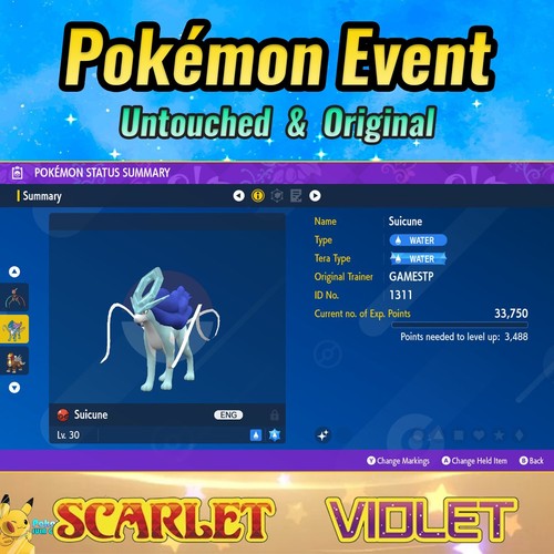 ✨ Shiny Suicune 💜Event GAMESTOP 💜 Pokémon Scarlet & Violet