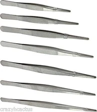 Tweezer Set 7 PIECES Stainless Great for Jewelry Models Crafts 5" to 12" Sizes