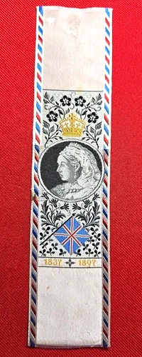 Queen Victoria Diamond Jubilee (1837-1897) Woven Silk Bookmark, Unbranded  - VG
