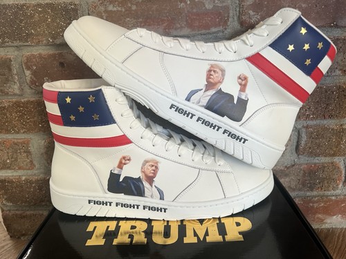 🇺🇸🔥Donald Trump FIGHT FIGHT FIGHT High-Tops Shoes Size 12 New SOLD OUT #/5000 - Picture 1 of 8