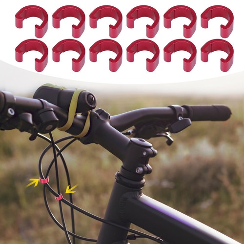 Clip de cable de freno de bicicleta de montaña 12 piezas abrazadera estilo C aleación de aluminio rojo - Imagen 2 de 6