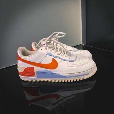 Women Size 10 Nike Air Force 1 Shadow SE Team, Orange Blue Sneakers