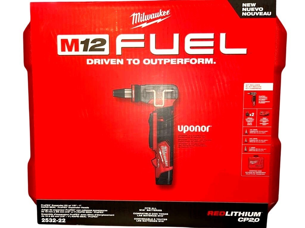 Milwaukee Tool M12 FUEL ProPEX Expander Kit W/ 1/2 -1  RAPID SEAL ProPEX Expande