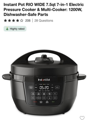 #ad Instant Pot RIO Wide 7.5 Quarts 35% Larger Cooking Surface 7 in 1 $85.00