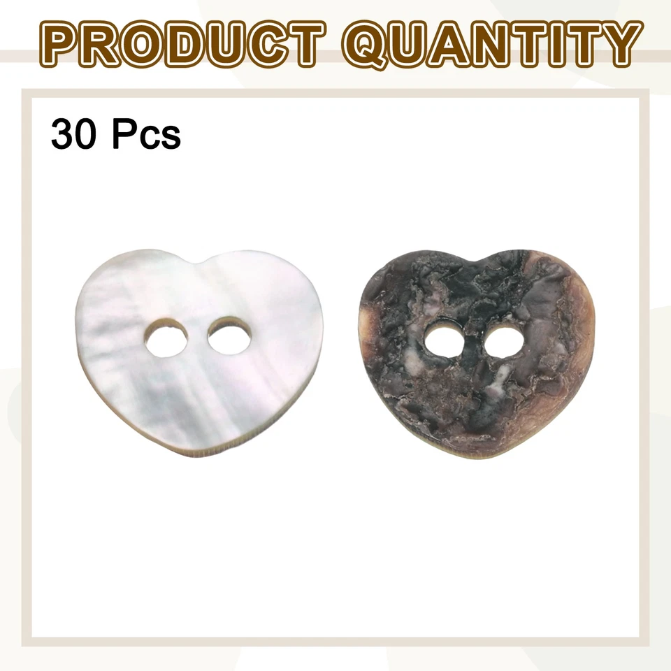 Perlmutt Knöpfe 30 Stück 0.44" Herz Muschel für Stoff Handarbeit - Bild 3 von 4