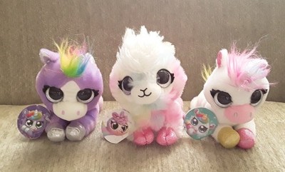 Lot of 3 Zuru Coco Surprise Plush Stuffed Animals Rainbow Colors-Collectable