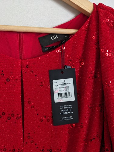 CUE Sz 12 Red Sequin Flippy Dress NEW W Tags - Picture 6 of 8