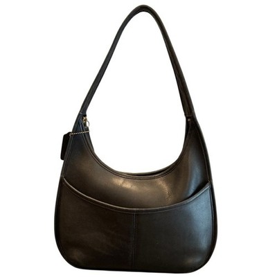 Vintage Coach 9033 Ergo Zip leather purse black bag 90s with hang