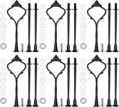 6 Sets 3 Tier Cake Stand Hardware Handles Black