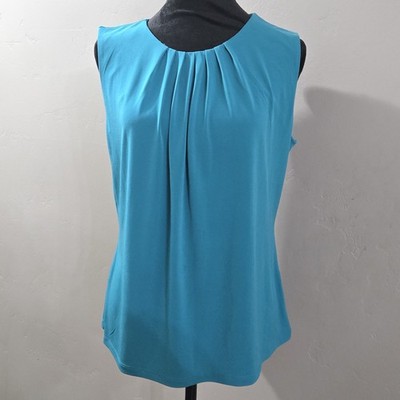 Calvin Klein Formal Sleeveless Blouse Top Women's Size L Elegant Pleated Front 