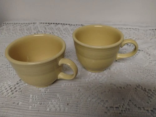 Pair of Light Yellow Fiesta Ware,Homer Laughlin Ceraminc Tea Cups