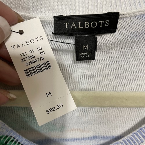 Talbots CHARMING CARDIGAN Women’s Size M CAPRI SCENE Lightweight 3/4 Sleeve NEW - Picture 6 of 8