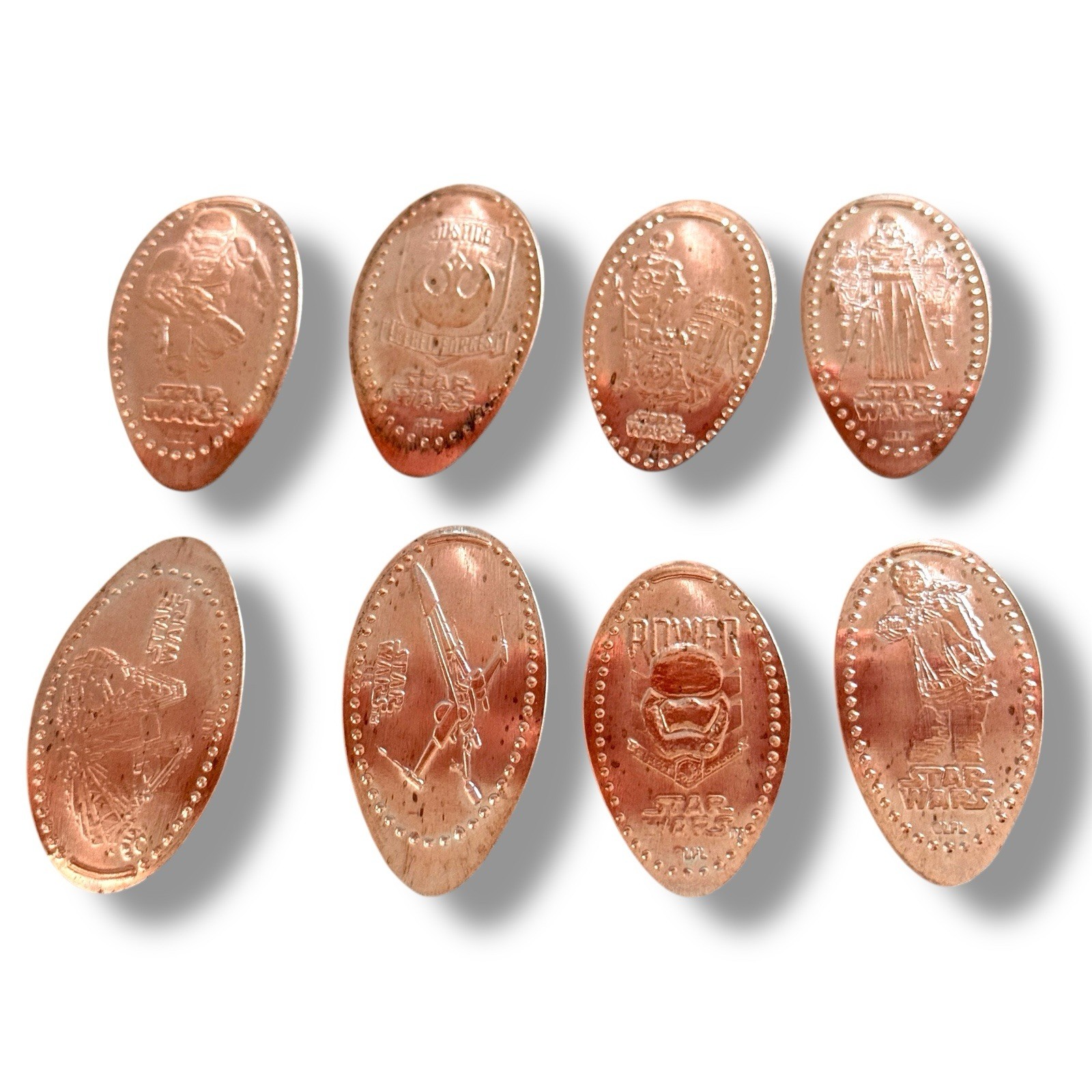 Star Wars Set of (8) Pressed Penny Set Elongated Penny Han Solo X-Wing R2D2