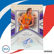 2022-23 Immaculate Collection Pau Gasol Signatures /75 Auto Los Angeles Lakers