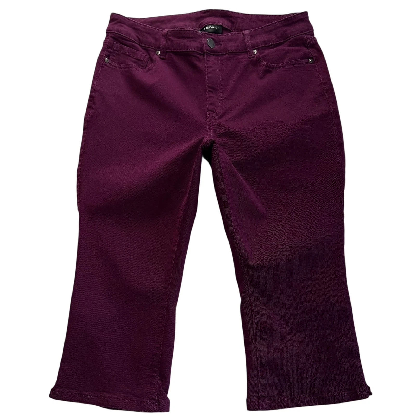 Lane Bryant Purple Cropped Capri Pants Womens 14 Stretch Cotton Blend Plum #414