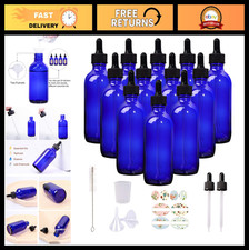 12 Pack Cobalt Blue Glass Bottles 4oz with Dr...