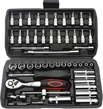53Pcs Repair Tool Kit 1/4 inch Drive Socket Ratchet Wrench Set with Storage Case
