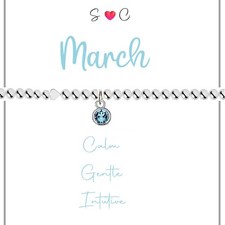 Special Charm March Birth stone Beaded Bracelets mum sister friend FAST DELIV