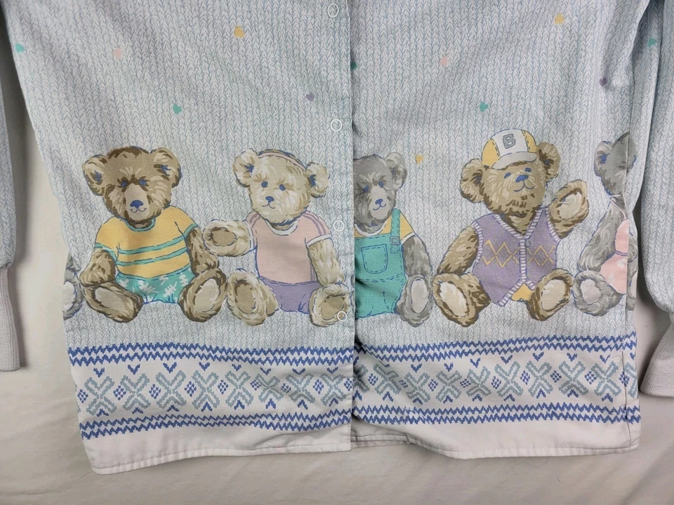 Vintage Crest Scrub Top T Shirt Light Blue Teddy Bear Pattern Size Small - Image 3 of 4