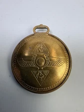 Pre-WWI Robbins Co Antique Brass Pocket Sun Compass Sundial Egyptian Motif