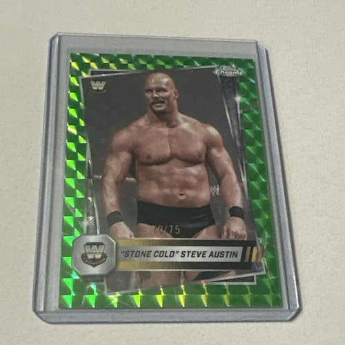 2025 Topps Chrome WWE - Green Geometric Refractor #6 Stone Cold Steve Austin /75