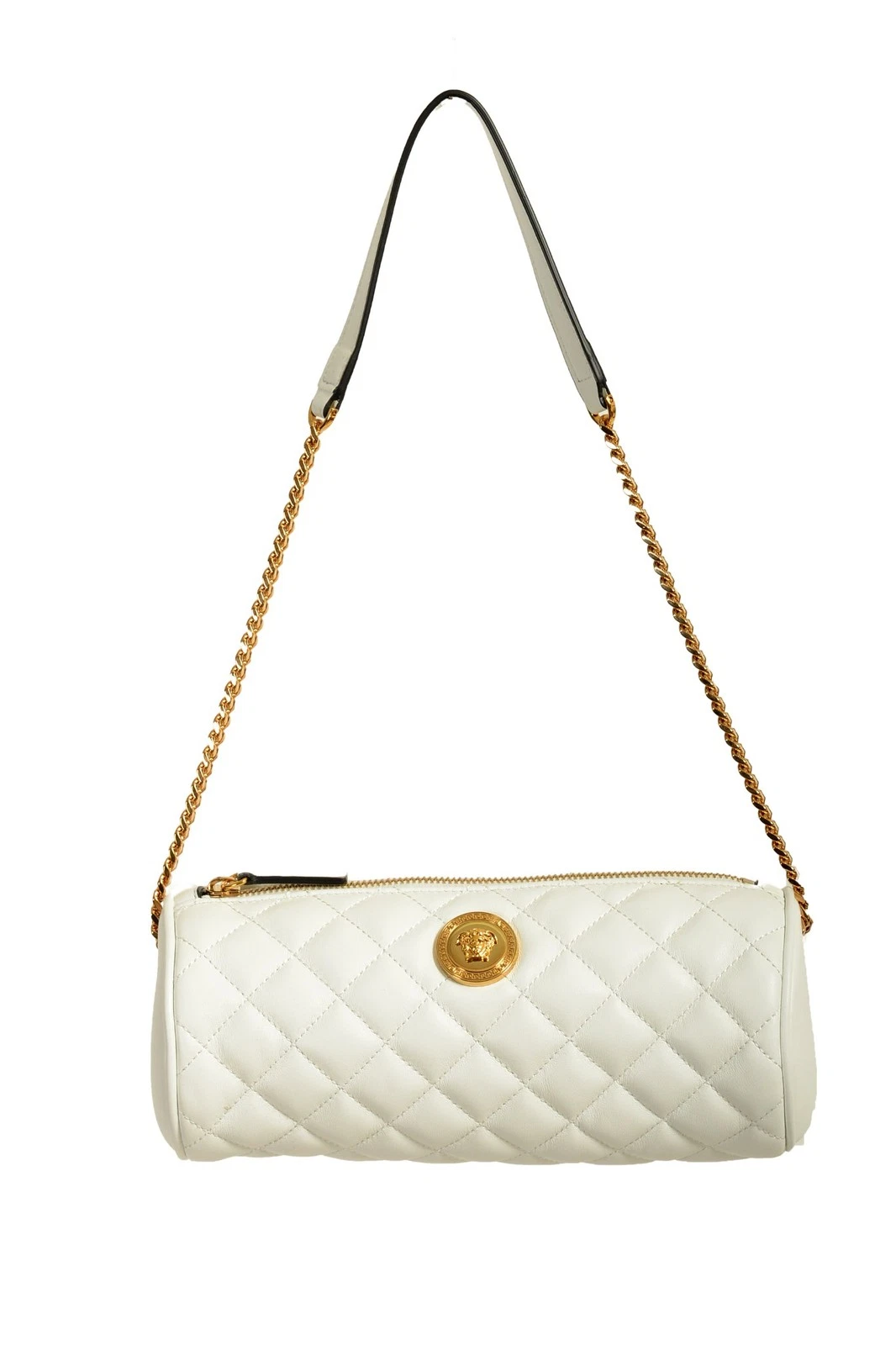Versace — Versace Women's White Leather Gold Medusa Quilted Shoulder Bag Handbag