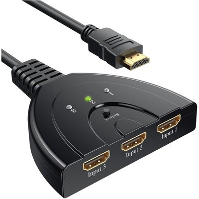 HDMI Splitter, HDMI Verteiler 4K, 3 in 1 Out, 3D, stabil, Plug & Play