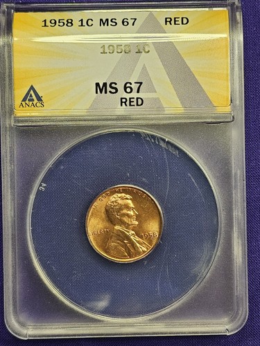 ANACS MS67 RD 1958 Lincoln Wheat Cent Red - Picture 3 of 5