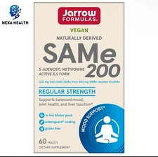 Jarrow Formulas Vegan  SAMe 200 Regular Strength 60ct Exp 05/26