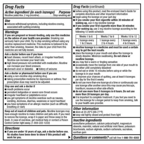 2PK 135ct 2mg Nicotina Mini Pastilla Walgreens NUEVO SELLADO EX08/2027 DEJAR DE FUMAR Foto 3 de 4