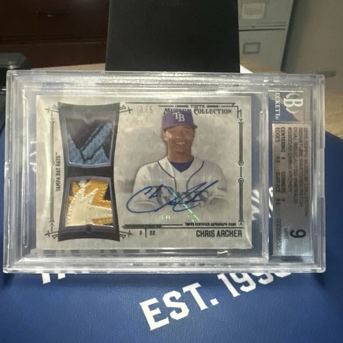 2015 Topps Museum Signature Swatches Patch Auto Chris Archer /5 Bgs 9 Rays