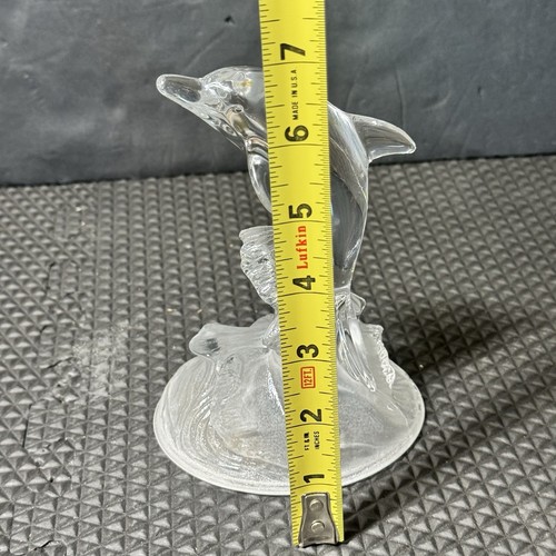 Vtg Cristal D'Arques Lead Crystal Dolphin Figurine On Frosted Glass Wave Base 6” - Picture 19 of 23
