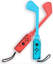 2x Golf Clubs Hand Grip For Nintendo Switch Joy-Con Mario Golf Super Rush Game