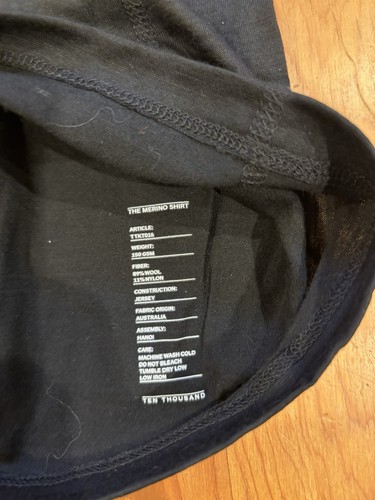 Ten Thousand Men Merino Shirt Comfort Breathable Workout Gym Black Medium - Picture 6 of 7