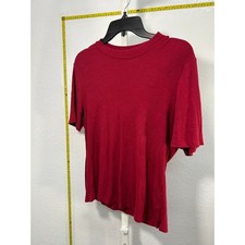 Unbranded Womens Red Ribbed Knit Short Sleeve Crew Neck Top Size Large