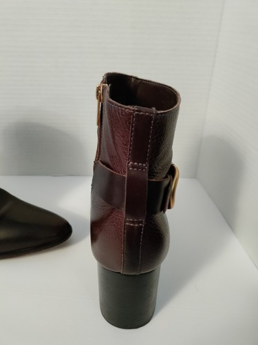 Vince Camuto Everle Brown Leather Ankle Boot Gold Buckle Block Heel Size 10M EUC - Picture 13 of 24