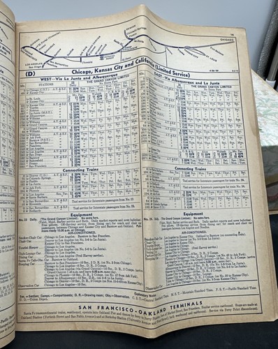 1937 Santa Fe Grand Canyon Line Atchison, Topeka & Santa Fe Railroad Time Tables - Picture 6 of 14