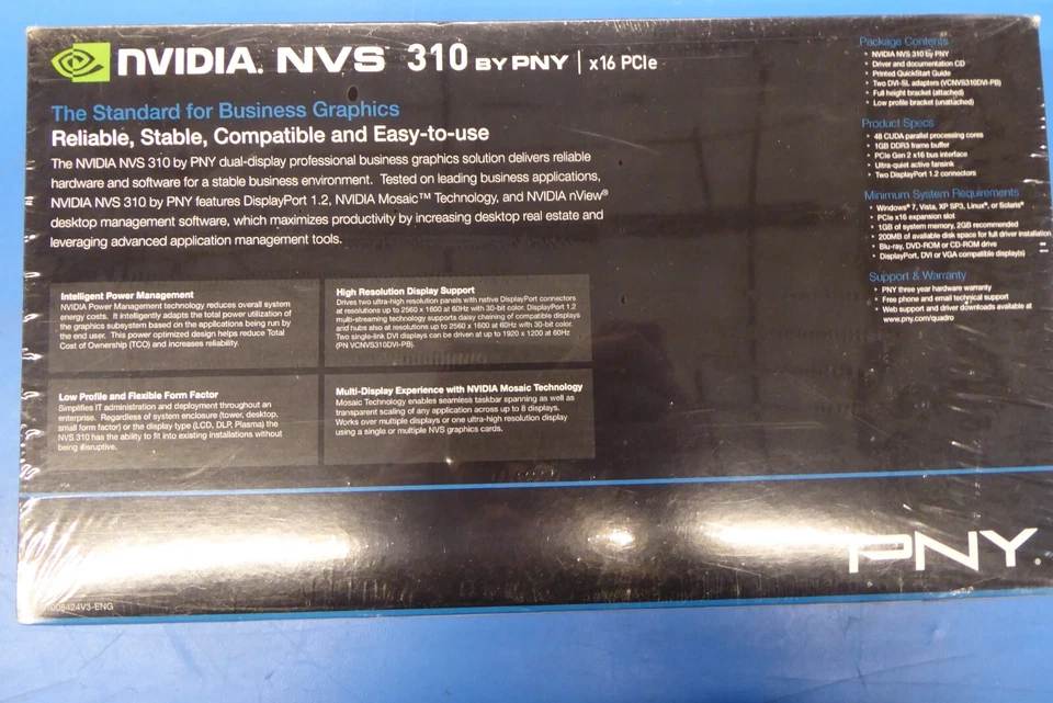 PNY NVIDIA Quadro (VCNVS310DP-PB) 512 MB DDR3 SDRAM Graphic Card (NEW) - Image 2 of 3