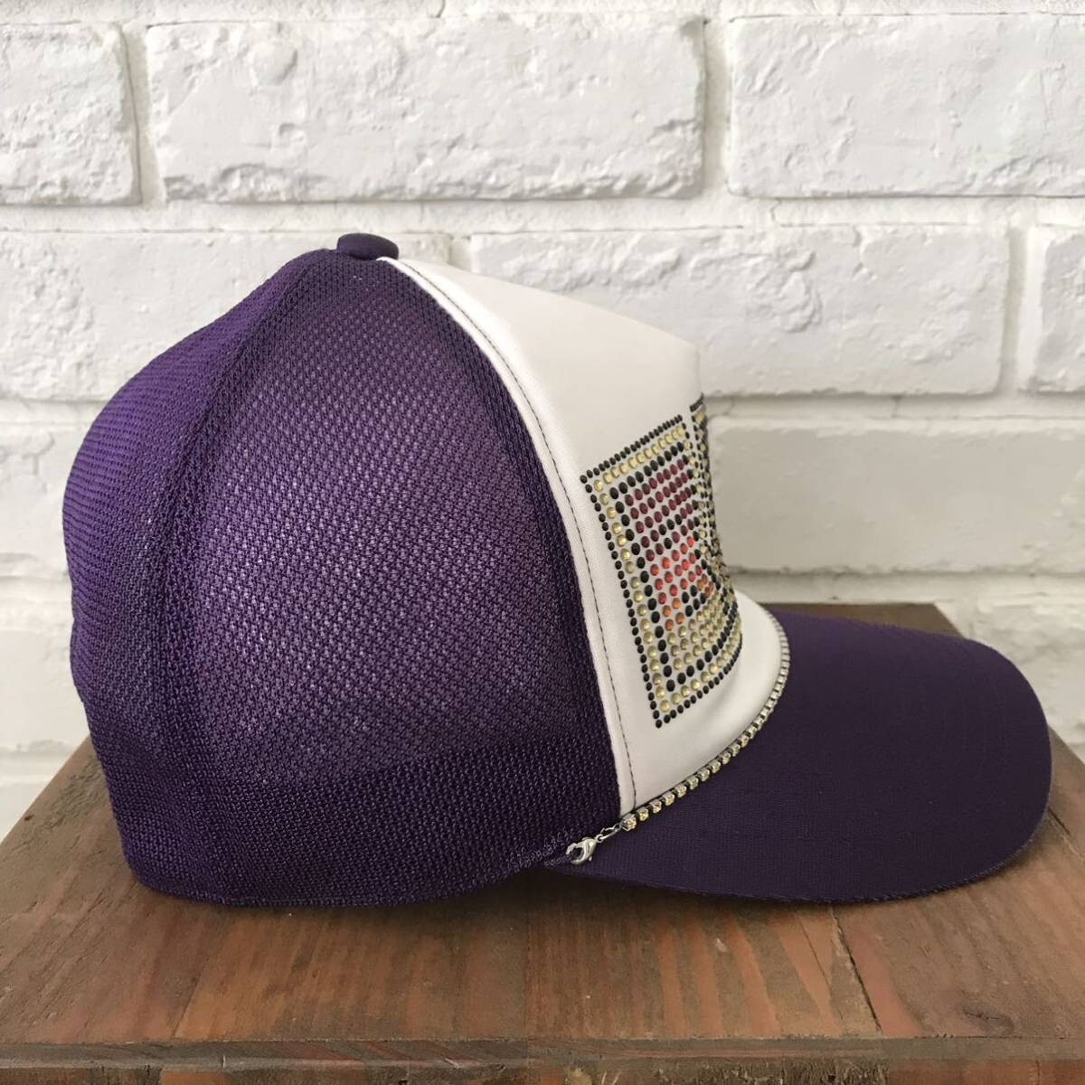 BAPE KISS LOGO Swarovski trucker hat cap purple A Bathing Ape image 3